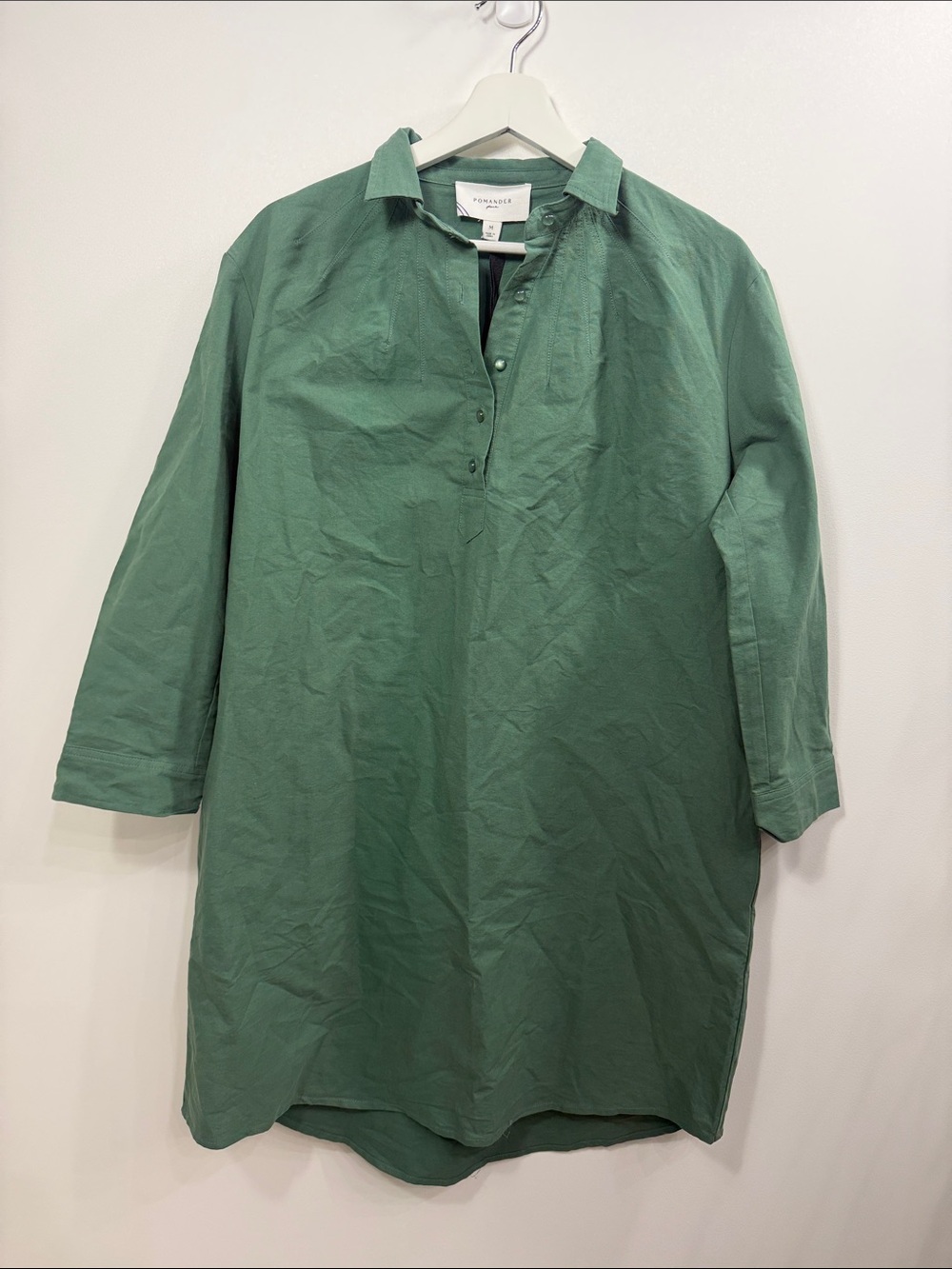 Pomander Place Polly Shirt dress green 3/4 sleeves size medium.NWT